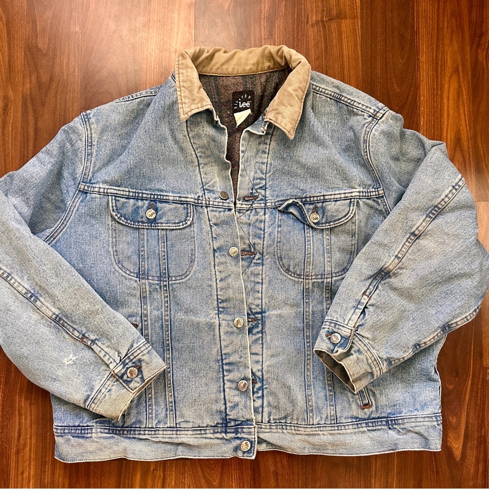 Vintage (80s/90s?) Lee Riveted Denim Coat, Corduroy + Flannel Detail, Men XXL